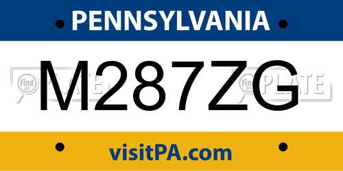 M287ZG Pennsylvania License Plate