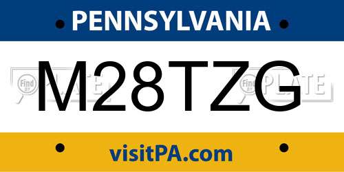 M28TZG Pennsylvania License Plate