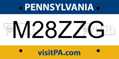 M28ZZG Pennsylvania License Plate
