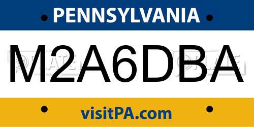 M2A6DBA Pennsylvania License Plate
