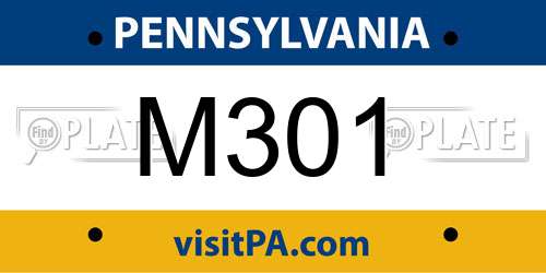 M301 Pennsylvania License Plate