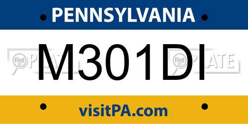 M301DI Pennsylvania License Plate