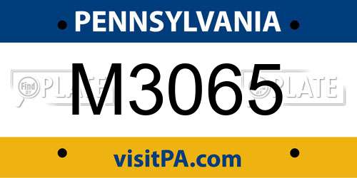 M3065 Pennsylvania License Plate