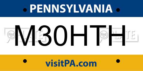 M30HTH Pennsylvania License Plate