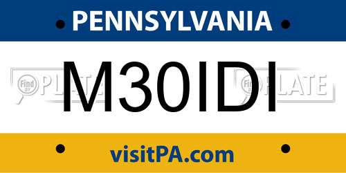 M30IDI Pennsylvania License Plate