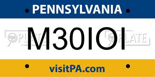 M30IOI Pennsylvania License Plate