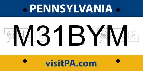 M31BYM Pennsylvania License Plate