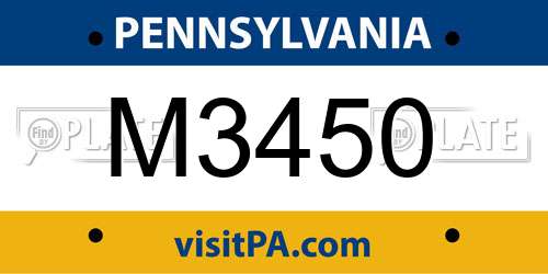 M3450 Pennsylvania License Plate