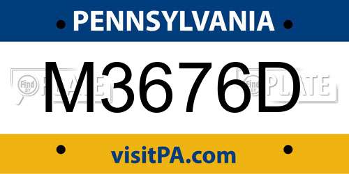 M3676D Pennsylvania License Plate