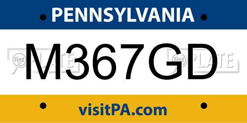 M367GD Pennsylvania License Plate