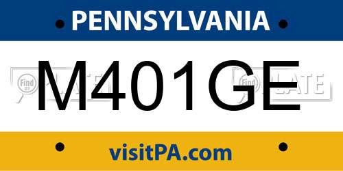 M401GE Pennsylvania License Plate