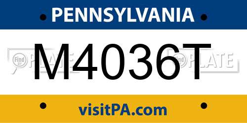 M4036T Pennsylvania License Plate