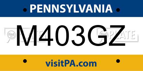 M403GZ Pennsylvania License Plate