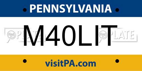 M40LIT Pennsylvania License Plate