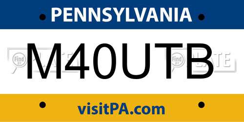 M40UTB Pennsylvania License Plate