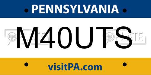 M40UTS Pennsylvania License Plate