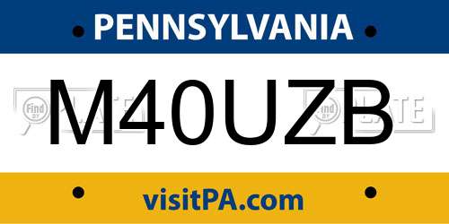 M40UZB Pennsylvania License Plate