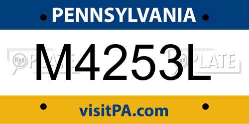 M4253L Pennsylvania License Plate