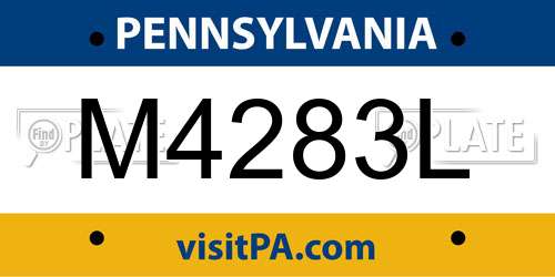 M4283L Pennsylvania License Plate