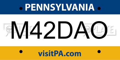 M42DAO Pennsylvania License Plate
