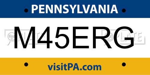 M45ERG Pennsylvania License Plate