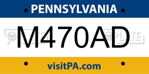 M470AD Pennsylvania License Plate