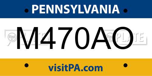 M470AO Pennsylvania License Plate