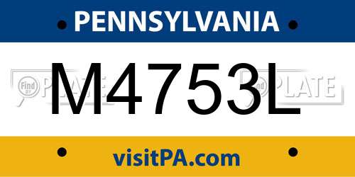 M4753L Pennsylvania License Plate