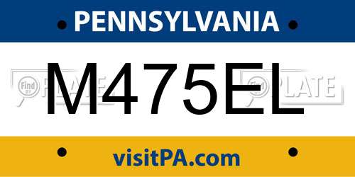 M475EL Pennsylvania License Plate