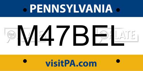 M47BEL Pennsylvania License Plate