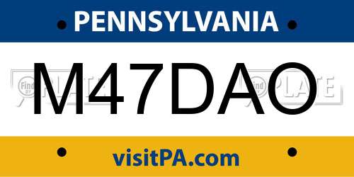 M47DAO Pennsylvania License Plate