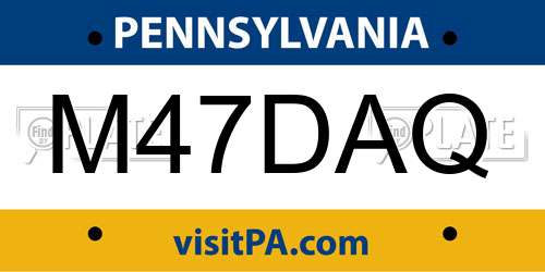 M47DAQ Pennsylvania License Plate