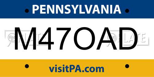 M47OAD Pennsylvania License Plate