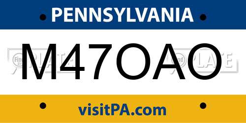 M47OAO Pennsylvania License Plate