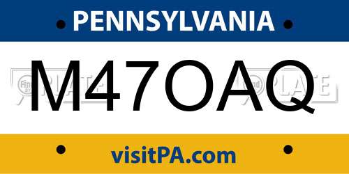 M47OAQ Pennsylvania License Plate