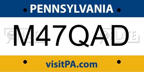 M47QAD Pennsylvania License Plate