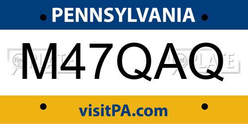 M47QAQ Pennsylvania License Plate