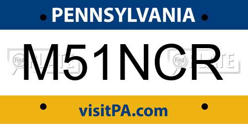 M51NCR Pennsylvania License Plate