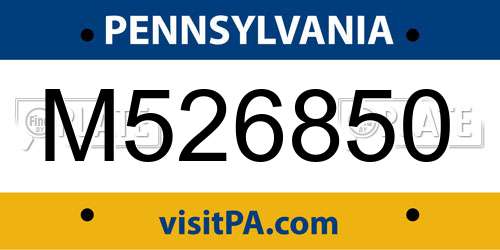 M526850 Pennsylvania License Plate