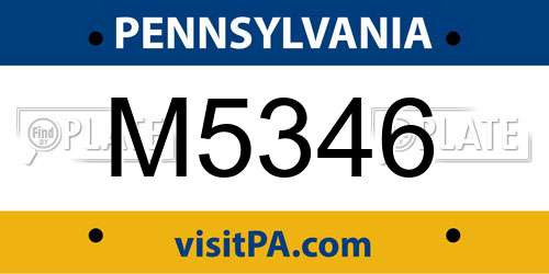 M5346 Pennsylvania License Plate