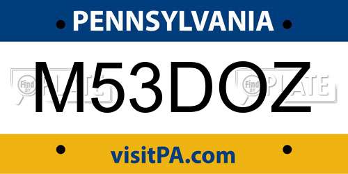M53DOZ Pennsylvania License Plate