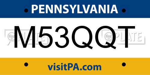 M53QQT Pennsylvania License Plate