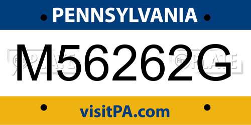 M56262G Pennsylvania License Plate