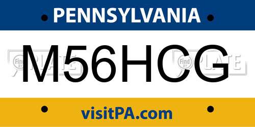M56HCG Pennsylvania License Plate