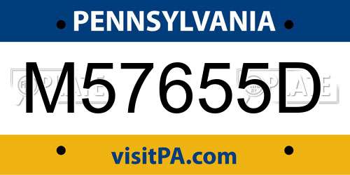 M57655D Pennsylvania License Plate
