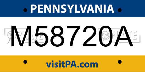 M58720A Pennsylvania License Plate