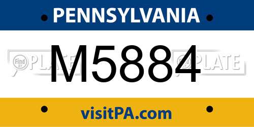 M5884 Pennsylvania License Plate