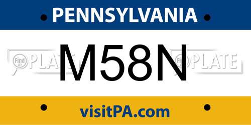 M58N Pennsylvania License Plate