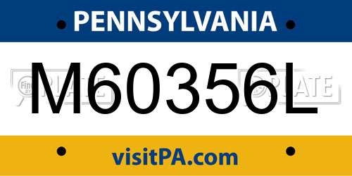 M60356L Pennsylvania License Plate