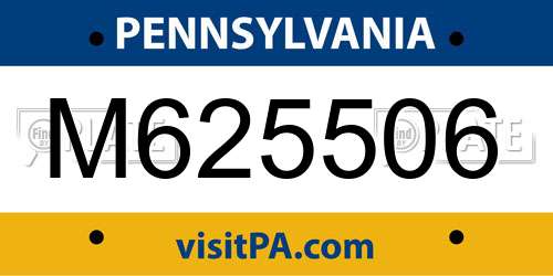 M625506 Pennsylvania License Plate